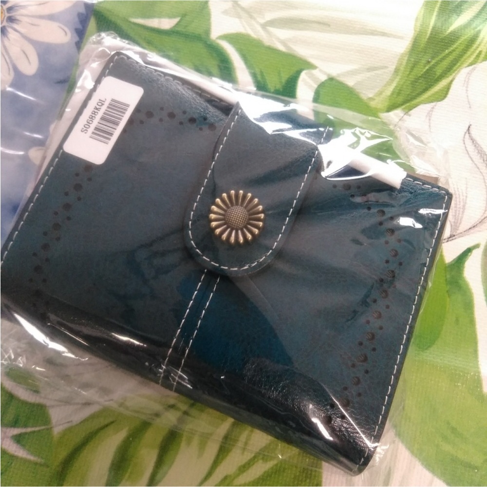 SEAMMER Teal Blue Green Bifold Leather Wallet Coin Purse New inside Gift Box - Picture 10 of 12